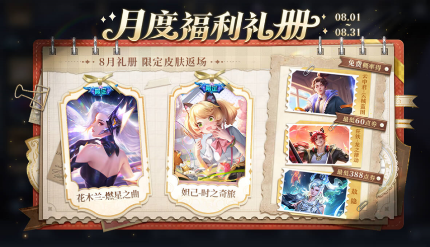 王者荣耀：本周皮肤暴雨：新皮×3、返场×13、白嫖×2！诸葛亮无双最低10点券免费史诗别错过！(图4)